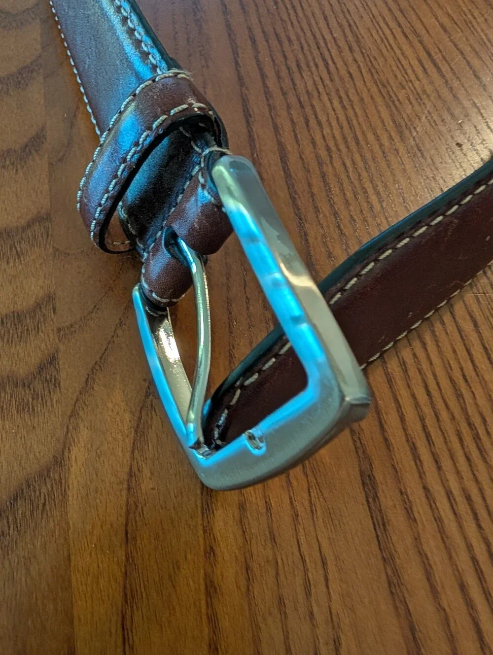 Men's Brown Italian Full Grain Leather Belt, Size 36 Waist